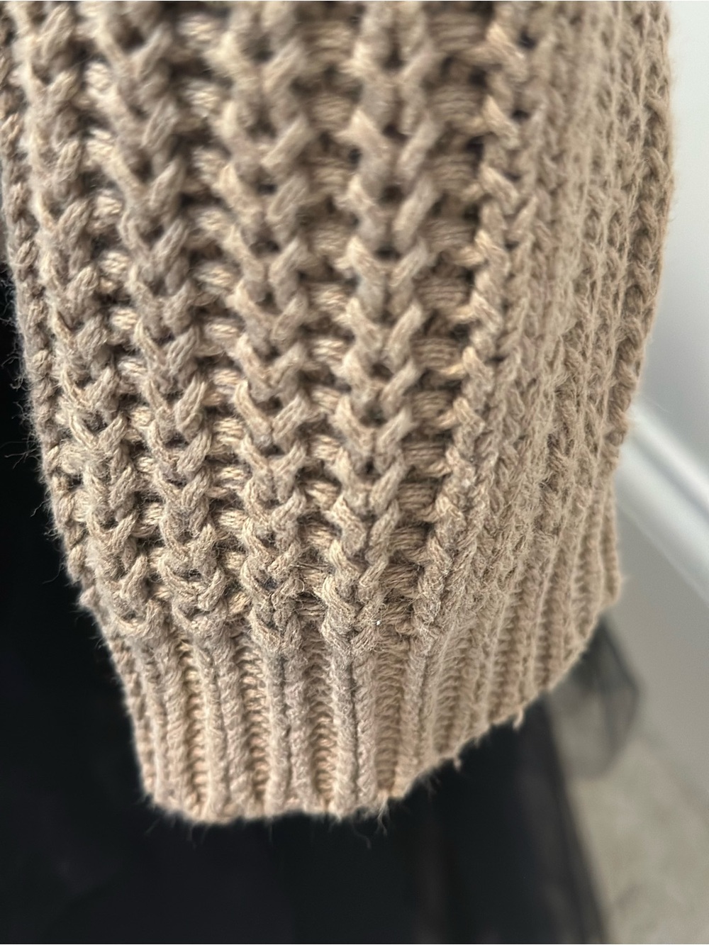 Tarazzia Design Group Cable Knit Cowl Neck Sweater Taupe Ramie Cotton M - Picture 8 of 9